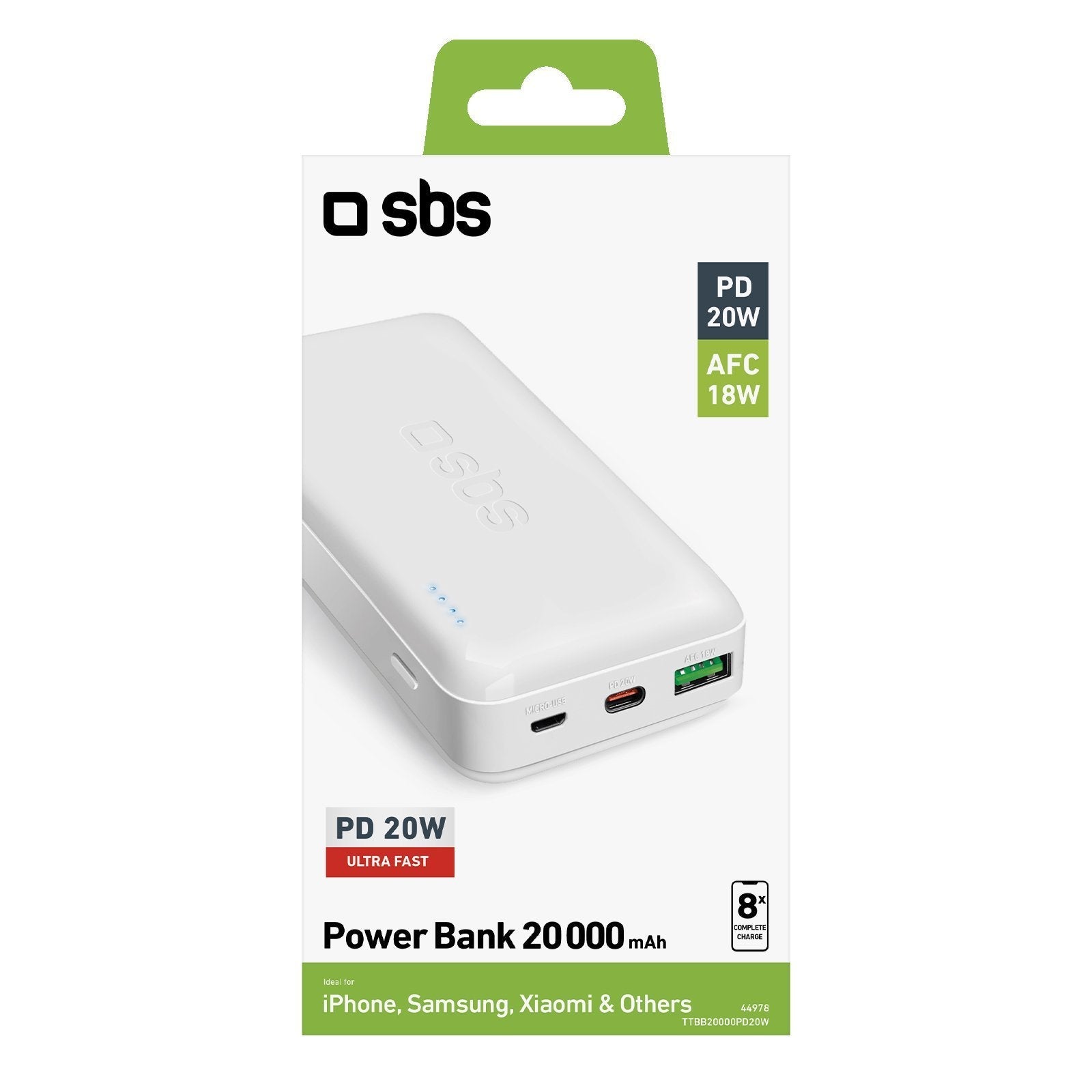 Batería Externa Sbs Ttbb20000pd20w  20000 Mah Blanco