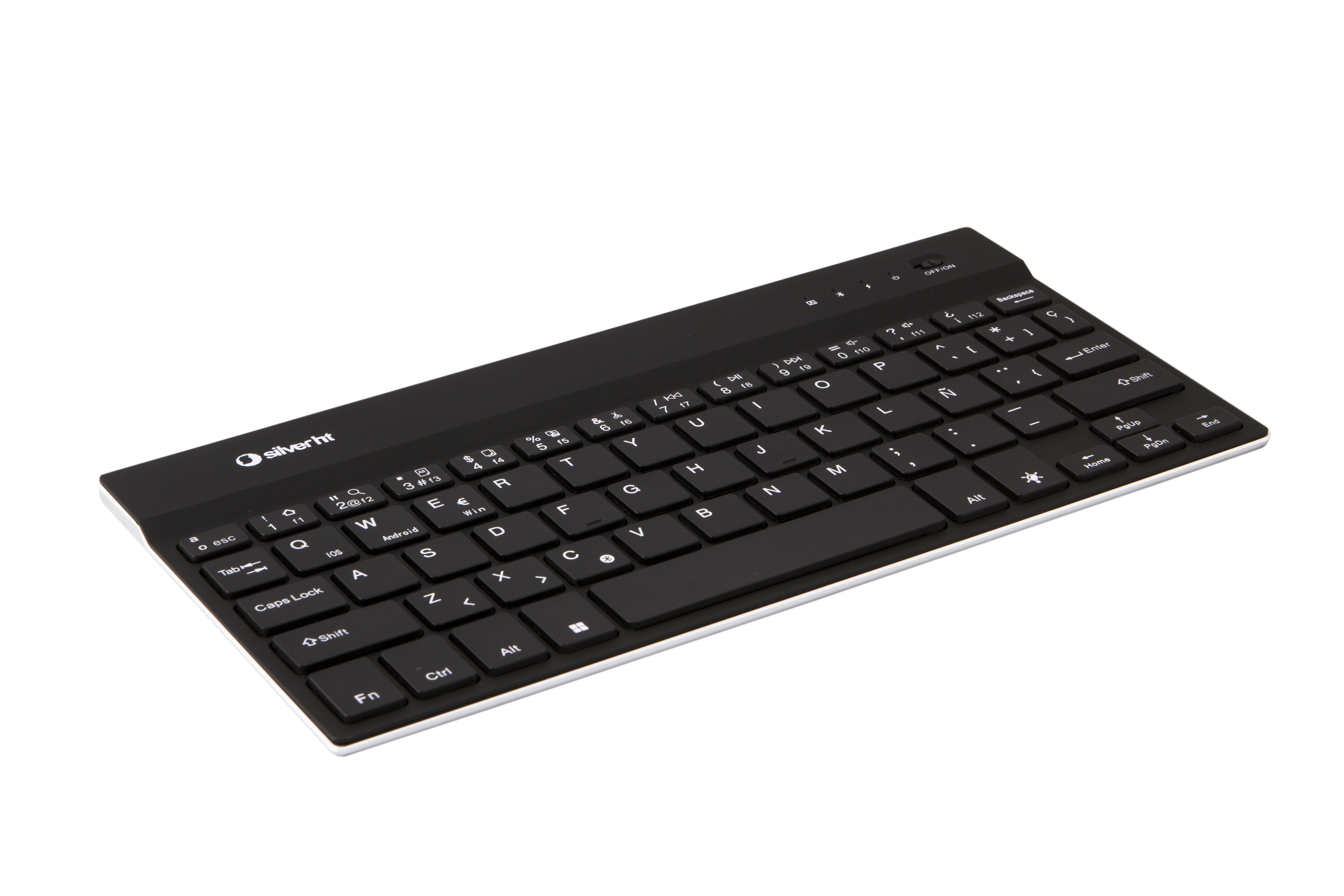 Teclado Silver Ht Inalambrico Bt V3.0 Mini Backlit (Win And Ios Smarttv) Negro