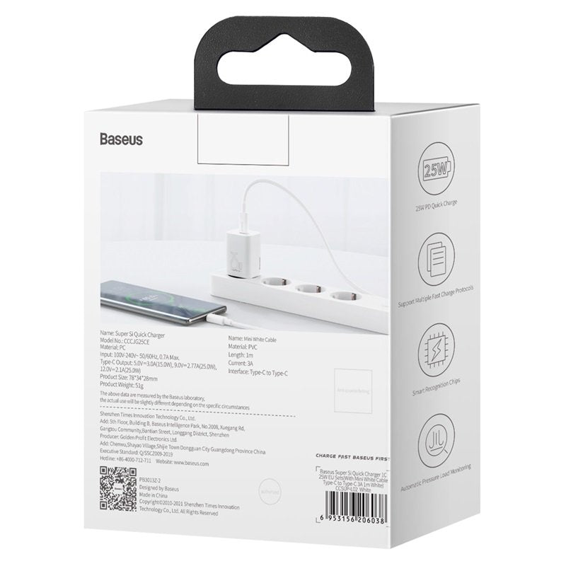 Cargador De Pared Baseus Con Cable Tzccsup-L02 1c