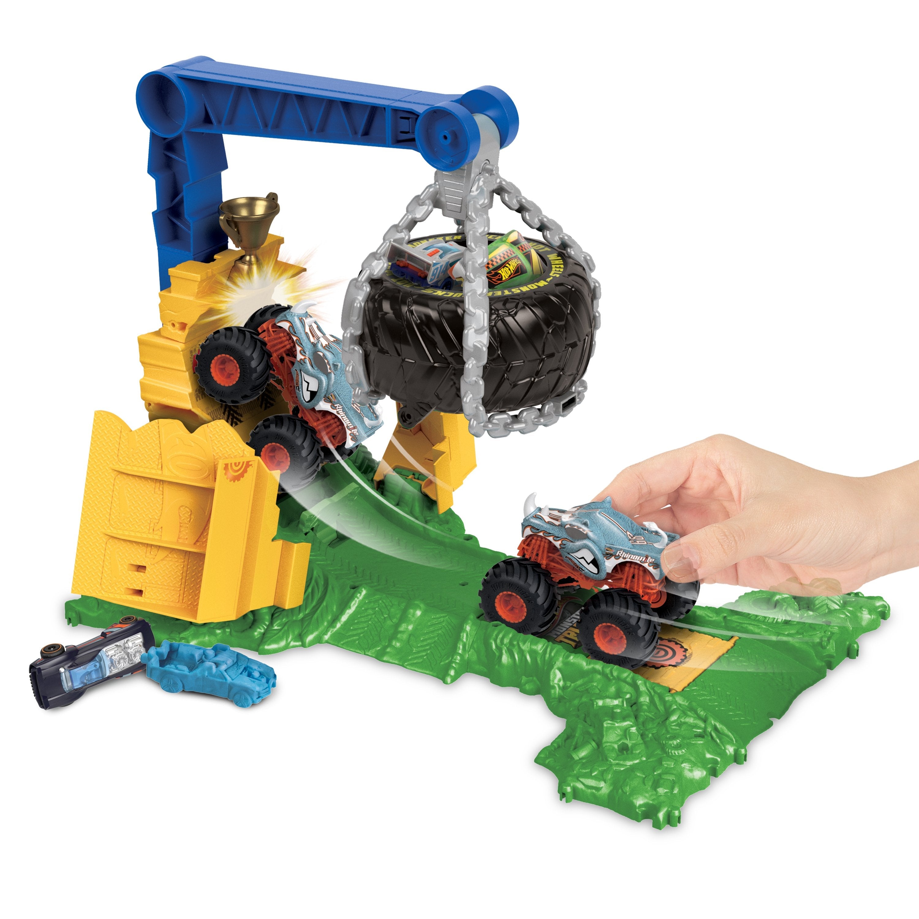 Hot Wheels Hot Wheels Monster Trucks Arena Smashers: Rhinomite Chargin, Vehículo De Juguete Htp18