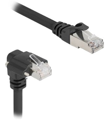 Delock Gige Kamera Cable Rj45 Stecker 90° Gewinkelt Mit Schrauben Zu Rj45 Stecker Cat.6 S Ftp 5 M Schwarz