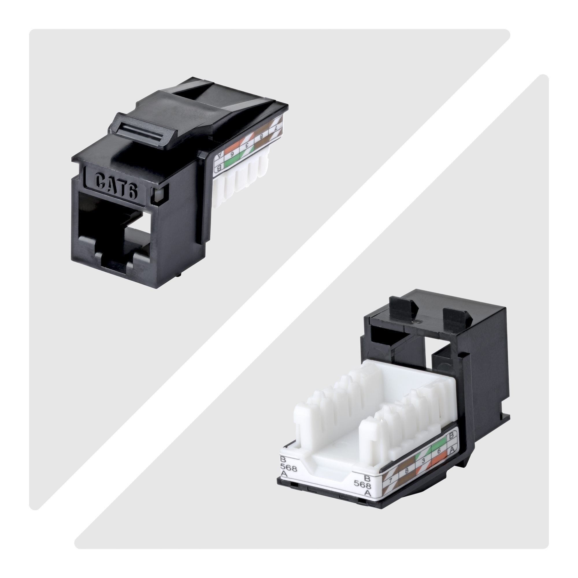 Startech.Com Cat6 Keystone Jack Módulo, Pack De 24 Rj45 Ethernet Keystone Conector Hembra, Utp Cat6 Wandbuchse, 90 Grad 110 Punch Down Conector Hembra, Negro, Acodado, Negro, Rj-45, Conector Hembra, Conector Hembra, 10gbase-T