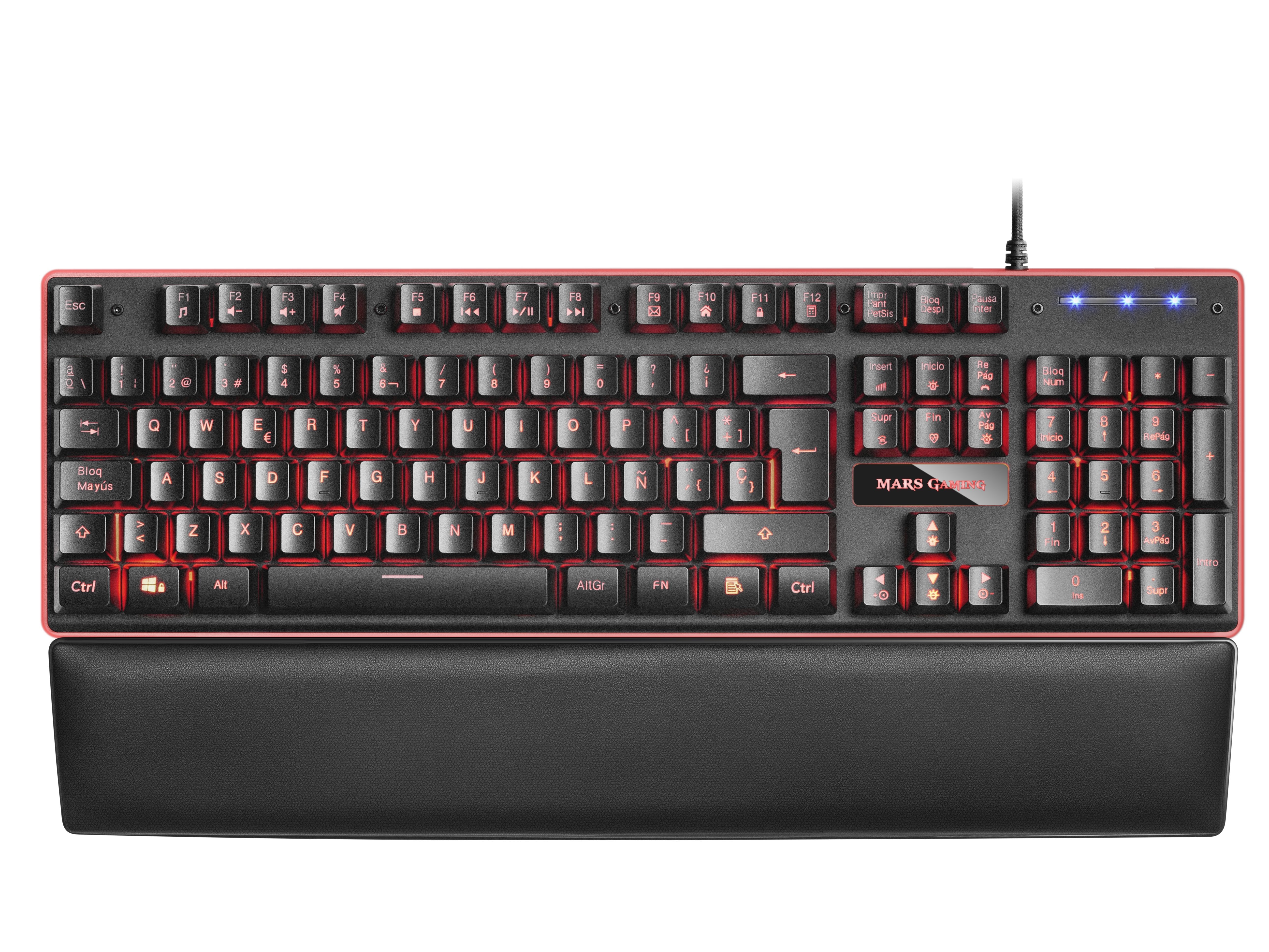 Mars Gaming Mk320pt Teclado Usb Portugués Negro Marsgaming Mk320 Full Rgb H-Mechanical Keyboard, Padded Palmrest - Portuguese