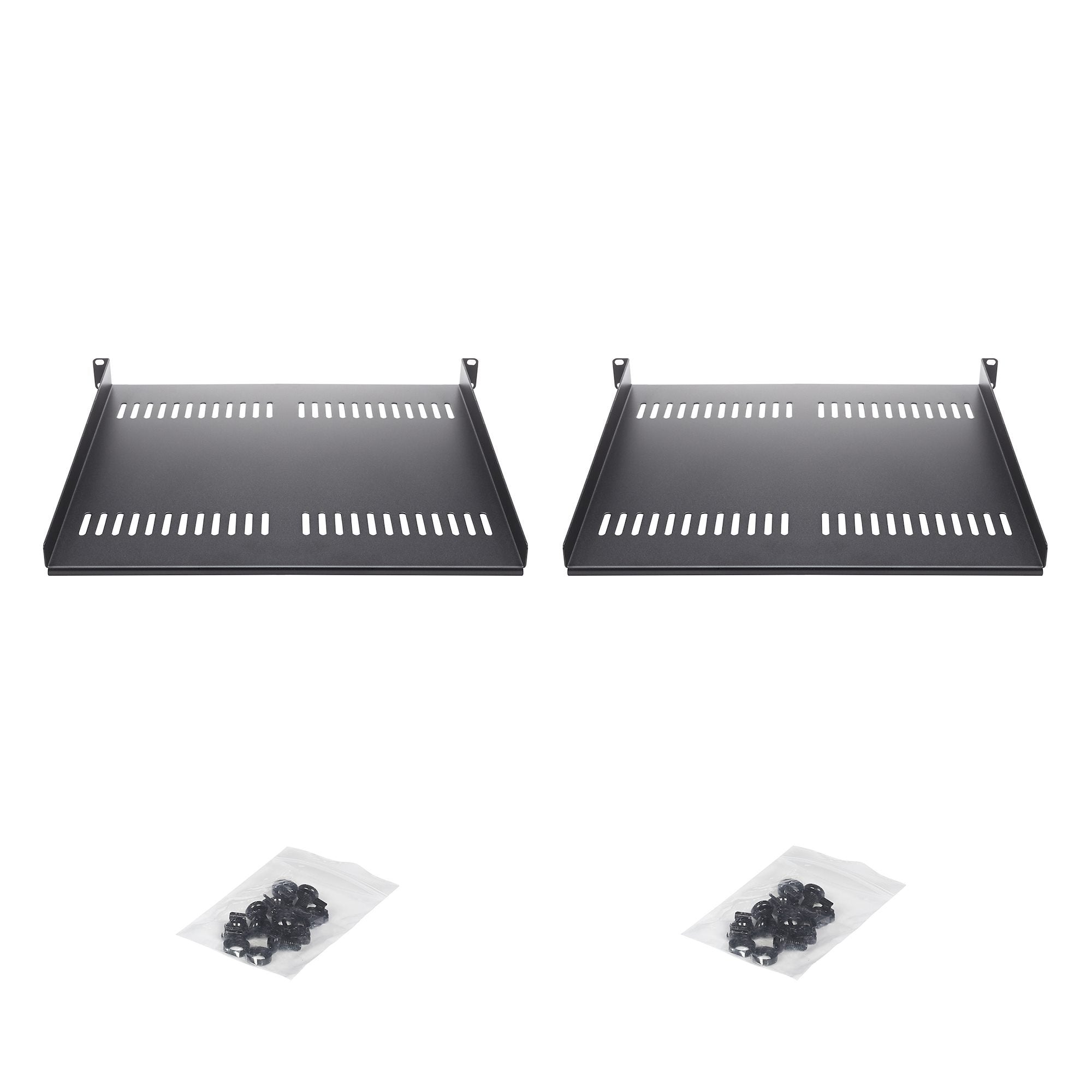 Startech Paquete De 2 - Bandejas 1u Ventiladas Para Rack De 19 Pulgadas - Capacidad 20kg - 40cm/16" De Profundidad