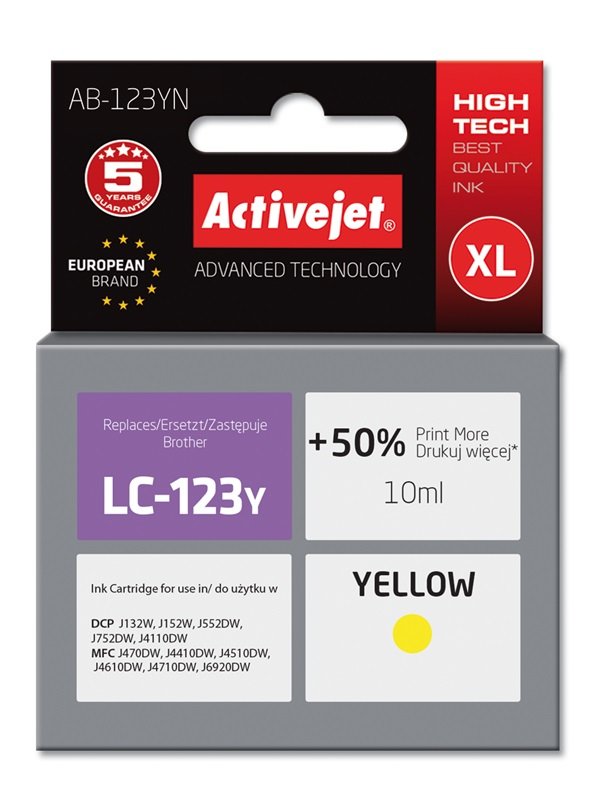 EAN 5901443020578 - Activejet AB-123YN cartucho de tinta 1 pieza(s) Compatible Alto rendimiento (XL) imagen 1