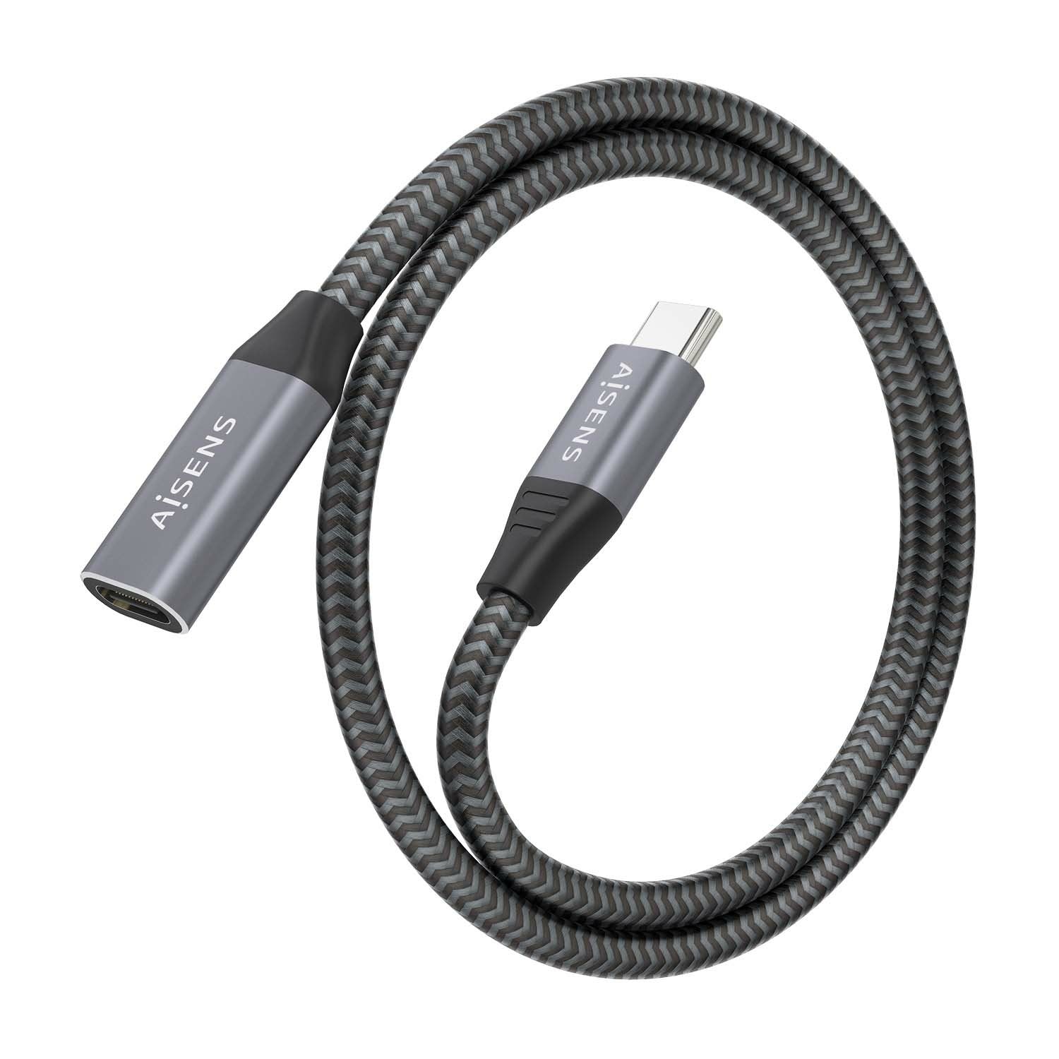 Aisens Cable Usb 3.2 Gen2x2 Aluminio 20gbps 8k@30hz 5a 100w - Tipo Usb-C/M-Usb-C/H - 0.50m - Gris
