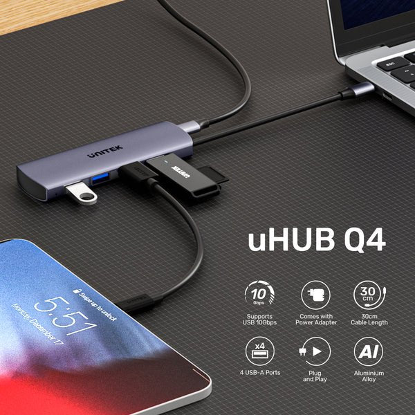 Unitek 4w1 Usb-C  10 Gbps  4x Usb-A