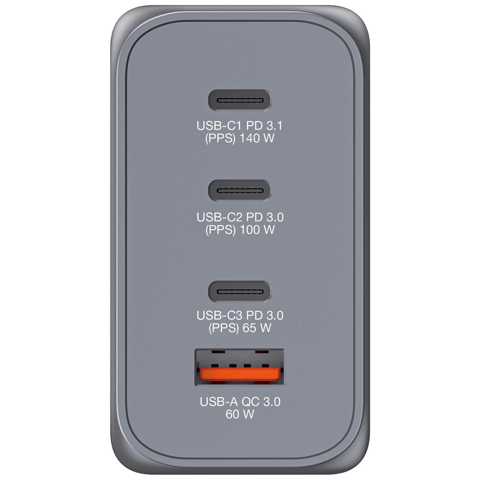 Cargador Gan De Pared Universal Verbatim Gnc-240 3xusb Tipo-C 1xusb 240w
