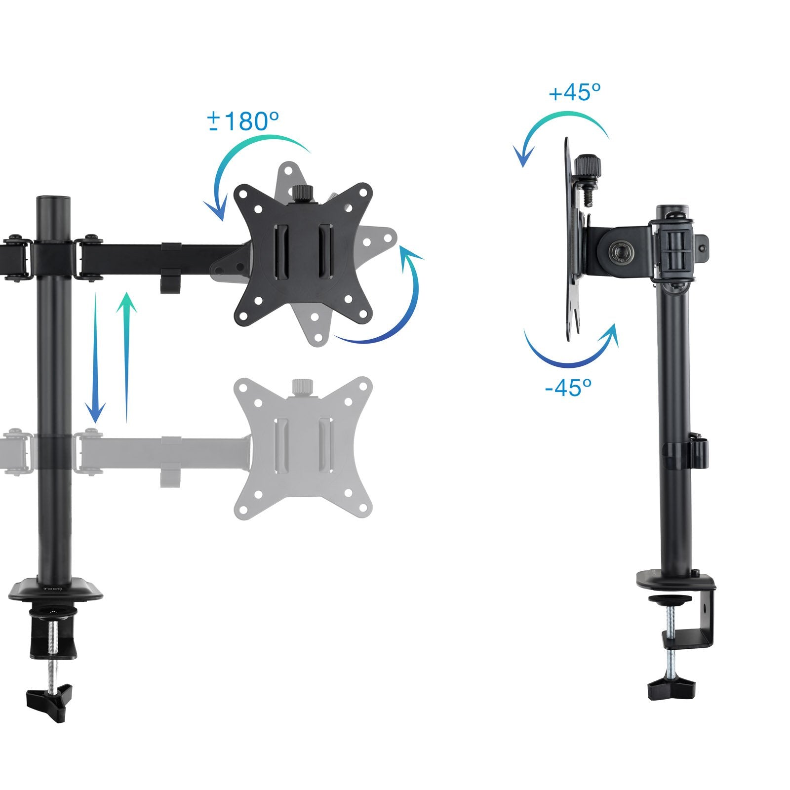Soporte Mesa Gira Incli 2 Brazos 17-27" Negro