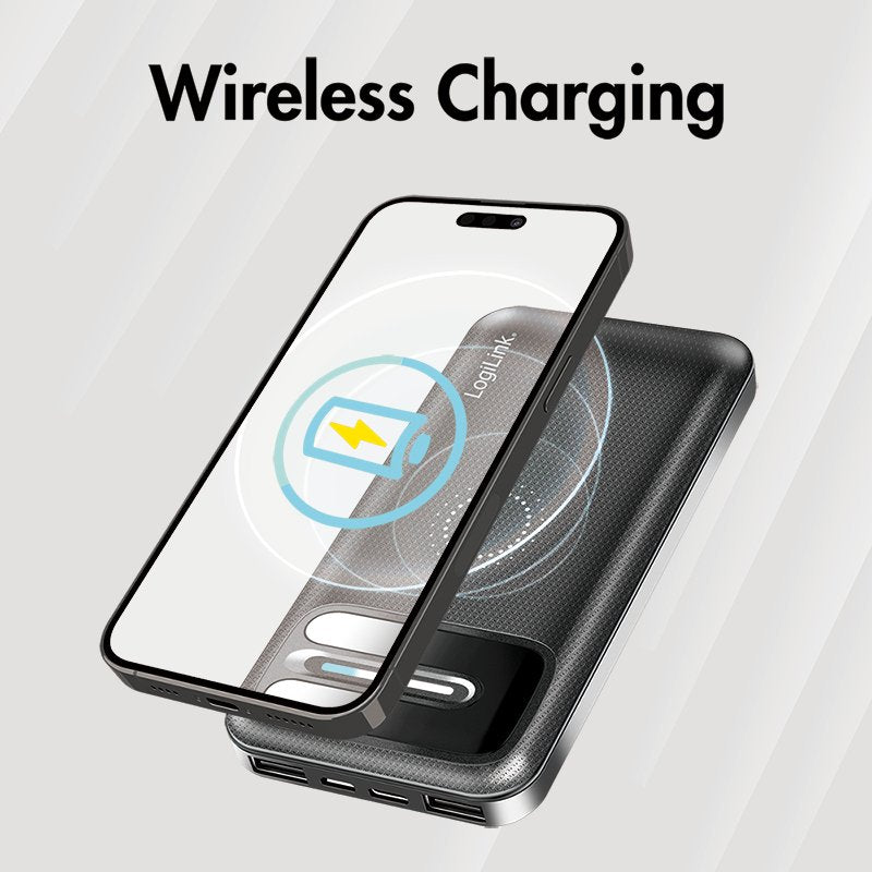 Logilink Pa0305, 8000 Mah, Lithium Polymer (Lipo), Inalámbrico Aufladen, 3,7 V, 10 W, Negro