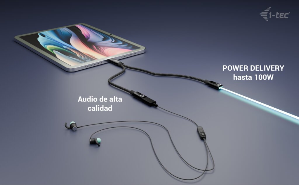 I-Tec Usb-C Cable Splitter Audio Data 1x Usb-C Pd Input 100w 1x Usb-C 2.0 For Audio Mic Or Data 480mbps Power Delivery 100w