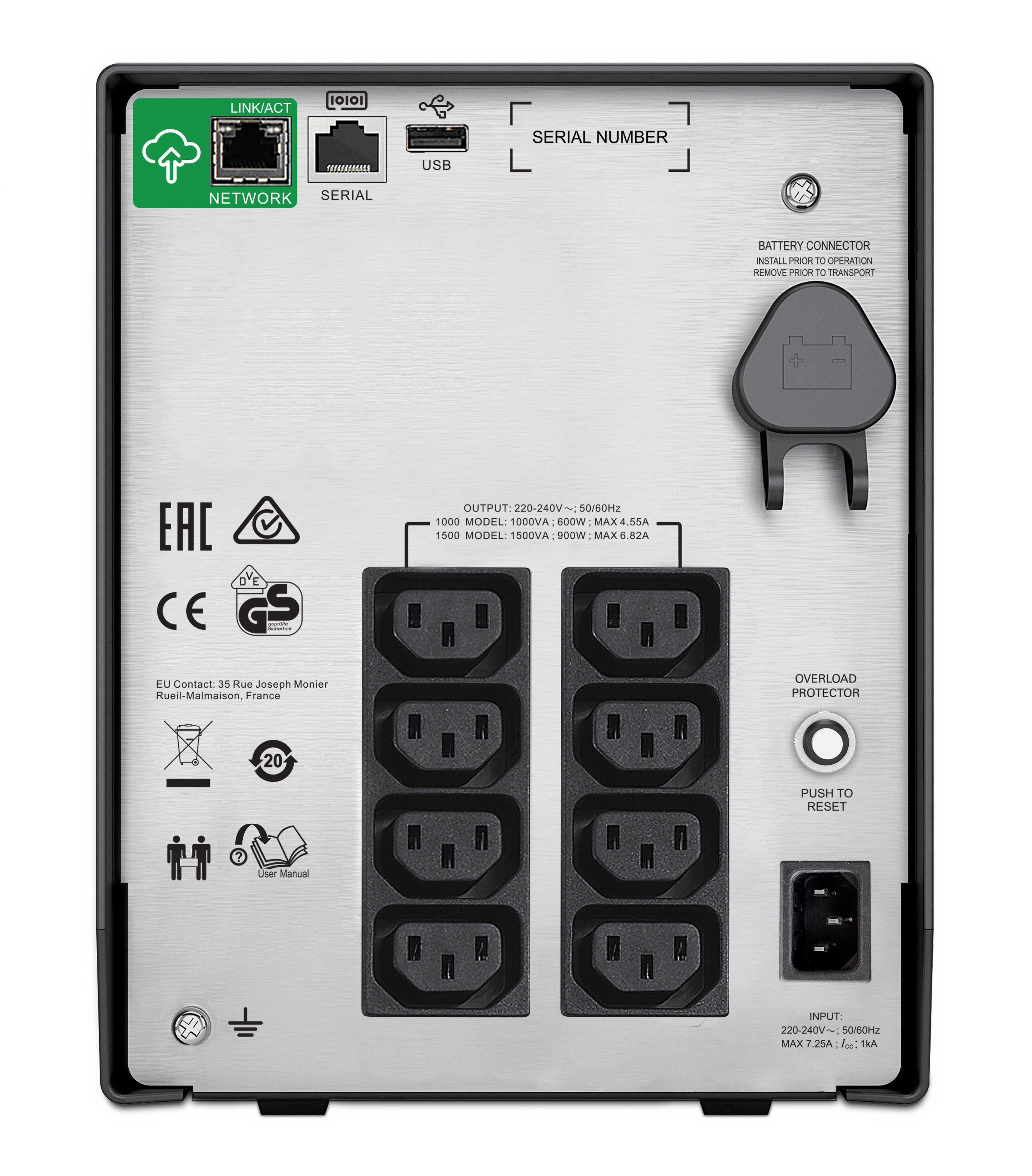 EAN 0731304332961 - APC SMC1500IC sistema de alimentación ininterrumpida (UPS) Línea interactiva 1,5 kVA 900 W 8 salidas AC imagen 2