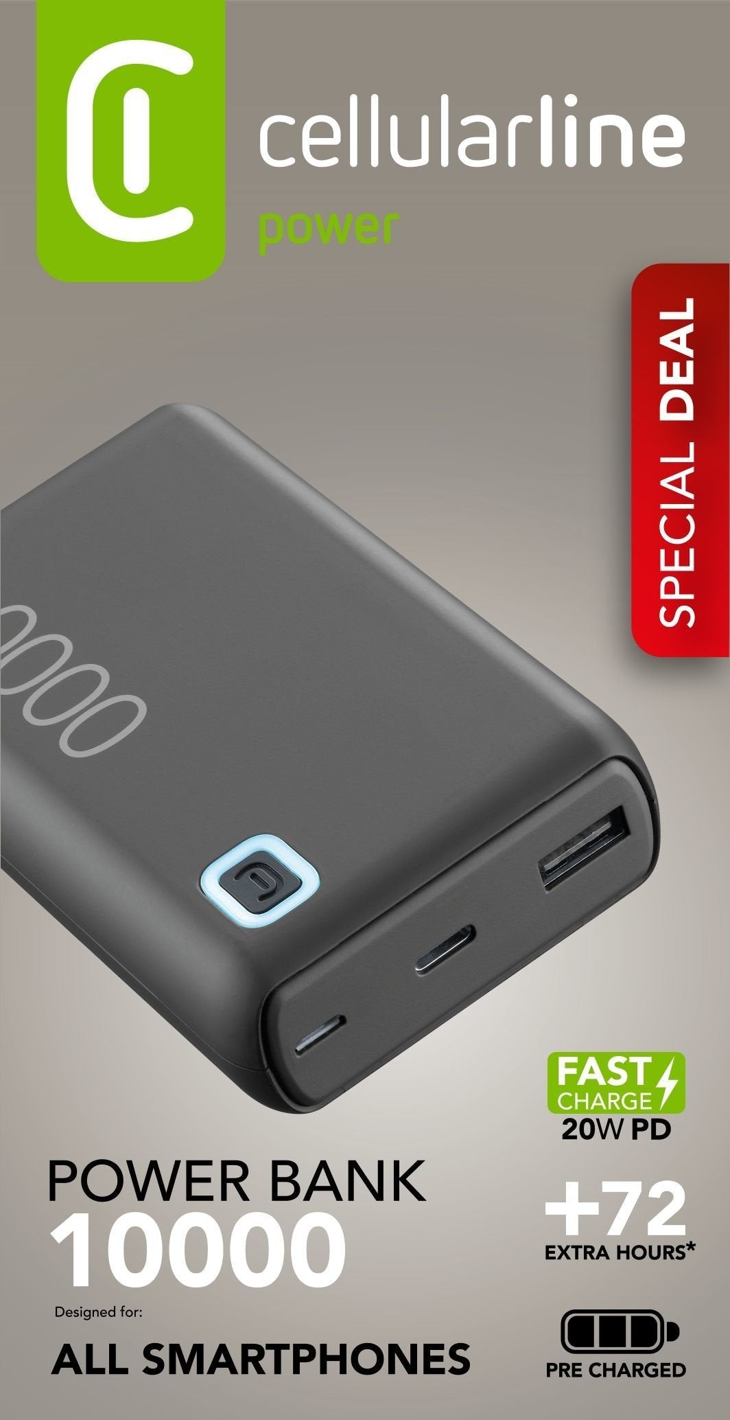 Cellularline Power Bank Essence Turbo 10000 Negro