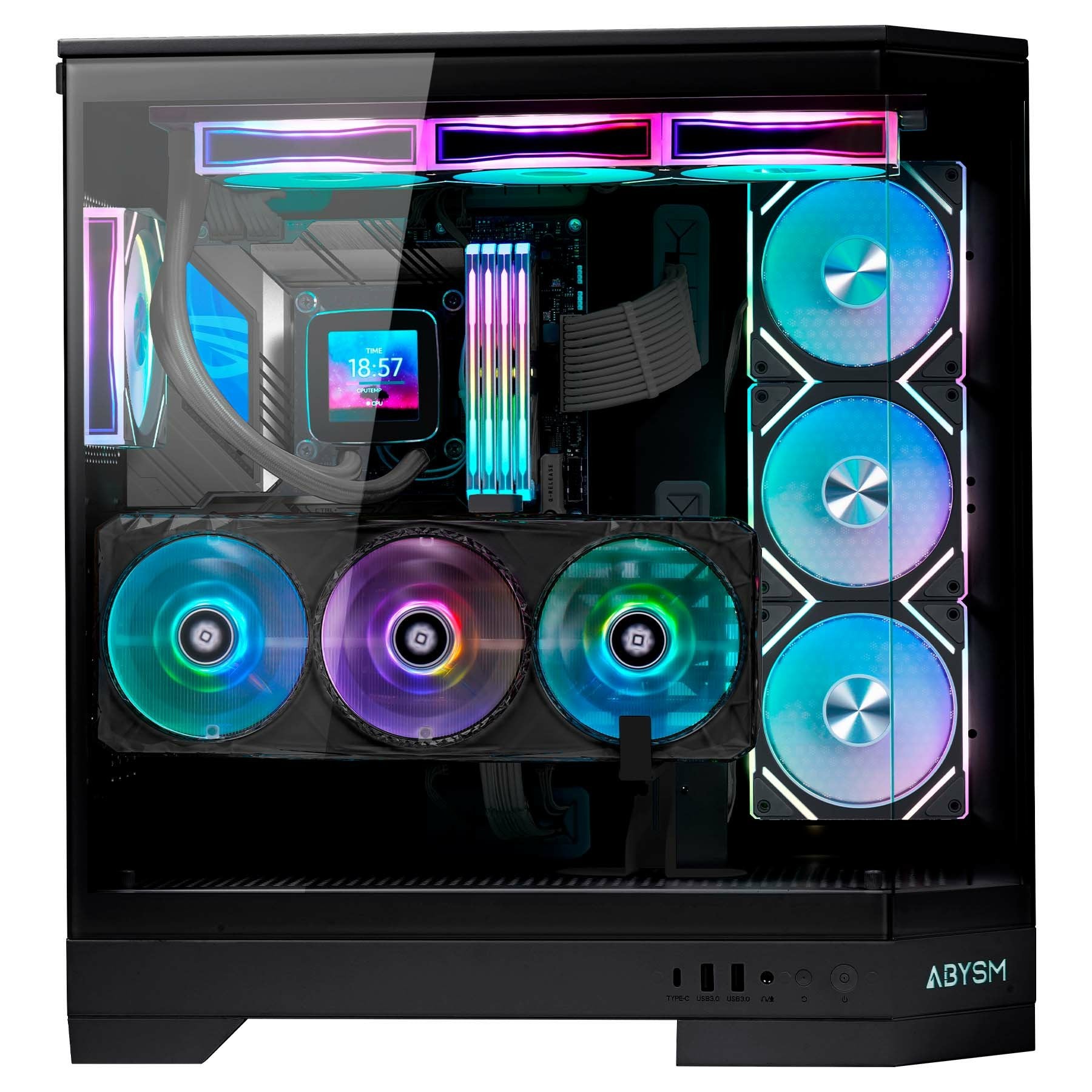 Caja Pc Abysm Danube Sava H600 Black  Torre E-Atx, Atx, Itx, Micro Atx - Lateral Y Frontal Cristal Templado - 3.5" Y 2.5" -