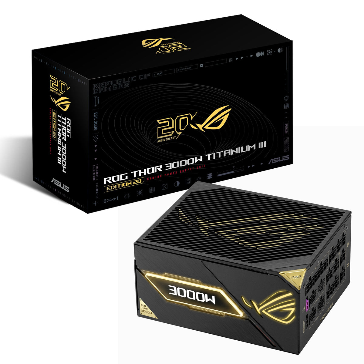 Asus Rog Thor 3000w Titanium Iii Edition 20 Unidad De Fuente De Alimentación 20+4 Pin Atx Atx Negro