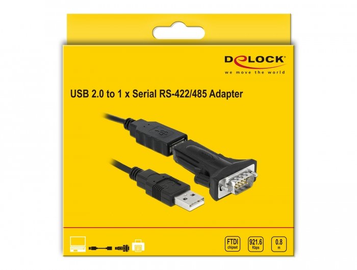Delock Adapter Usb 2.0 Typ-A Stecker Zu 1 X Seriell Rs-422 485 Db9