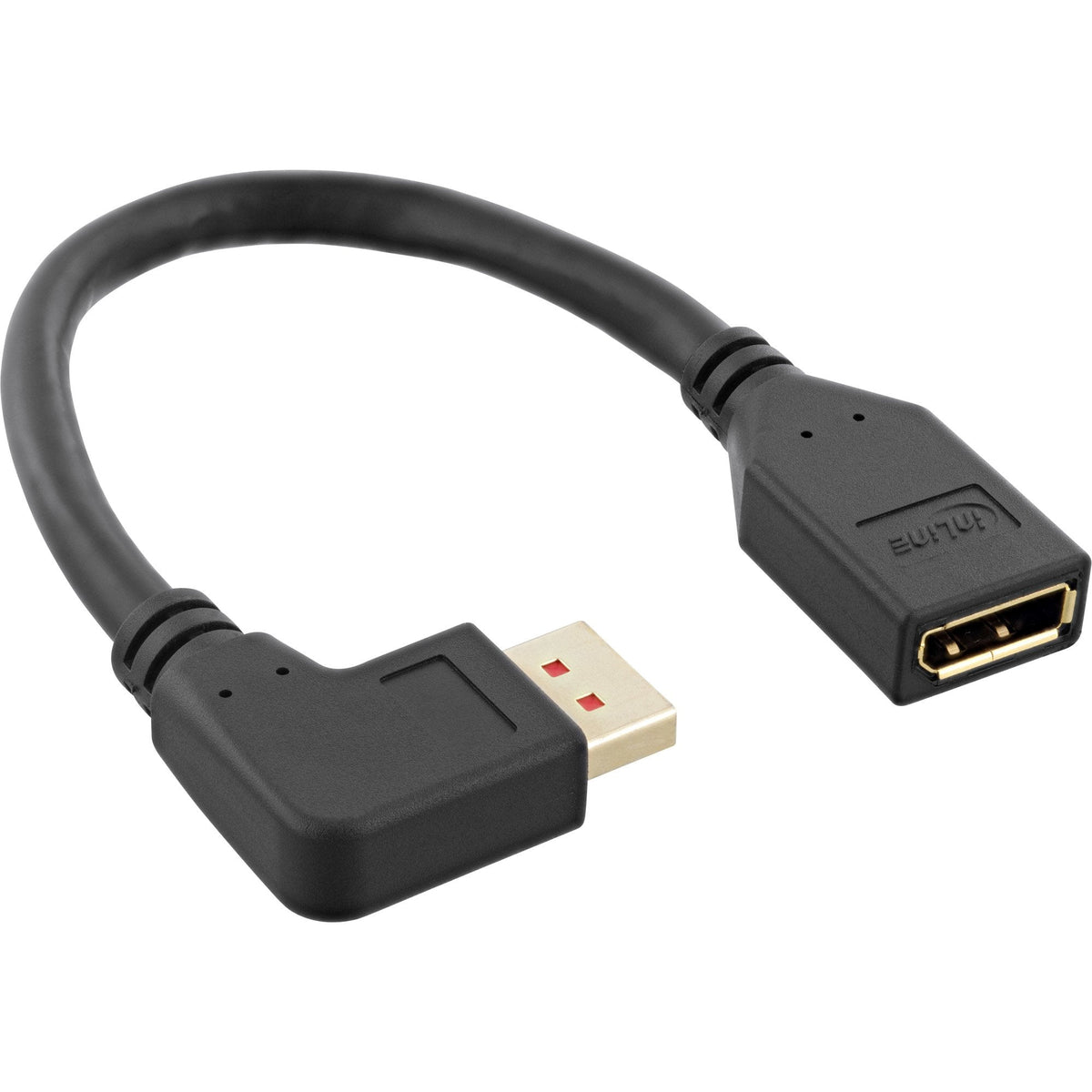 Adaptador Inline Displayport 1.4 M/H, 8k4k, En Ángulo A La Izquierda, Negro/Dorado, 0,15 M