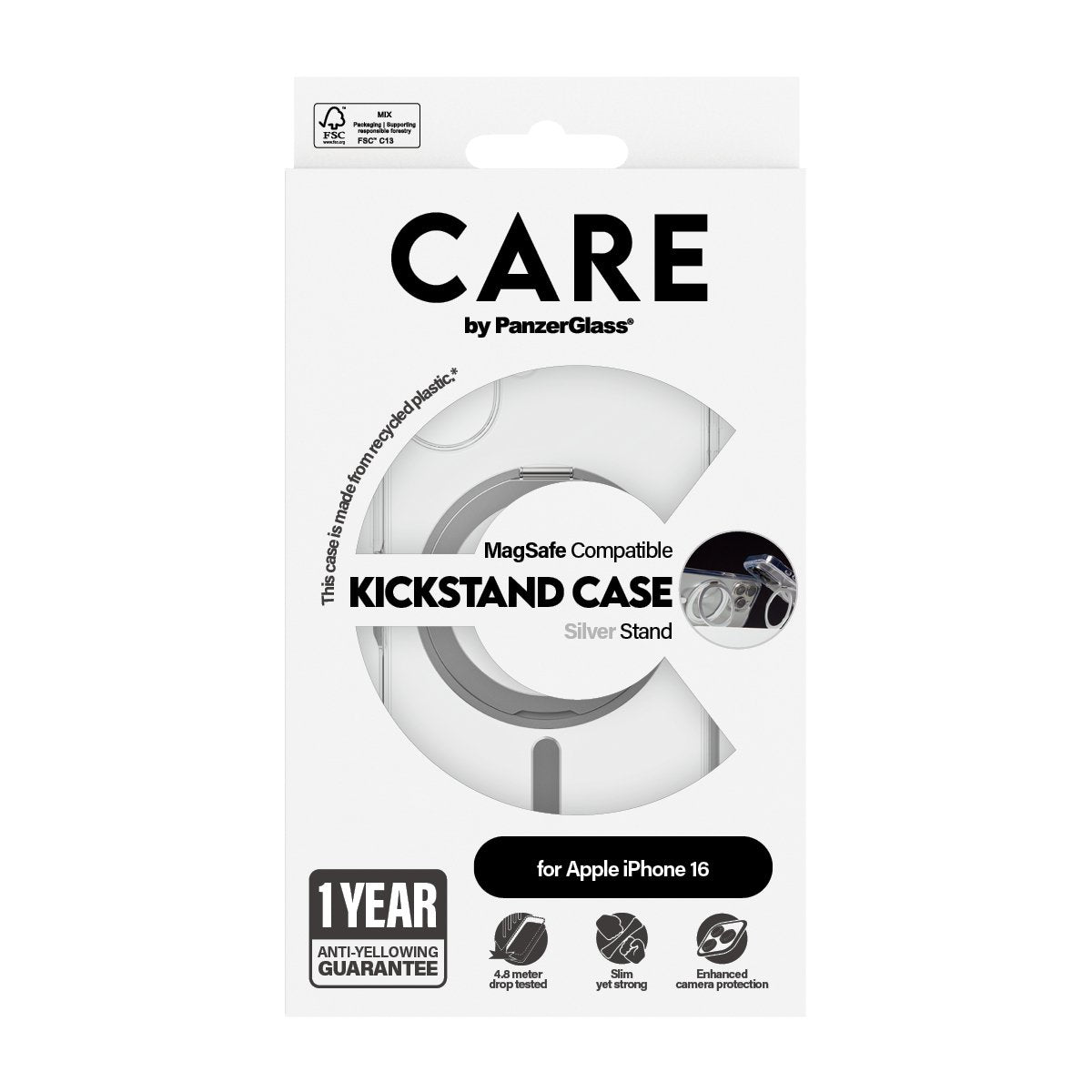 EAN 5715685003875 - PanzerGlass CARE™ by ® Case Transparent w. Silver Kickstand & MagSafe iPhone 16 funda para teléfono móvil imagen 3