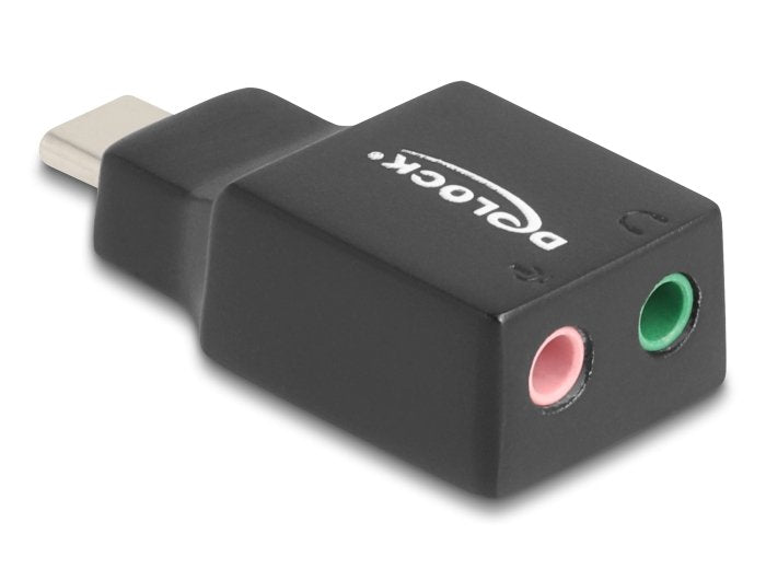 Delock Externe Usb Soundkarte Mit Usb Type-C Stecker Auf 2 X 3,5 Mm Klinkenbuchse Plug & Play Audio Adapter Schwarz