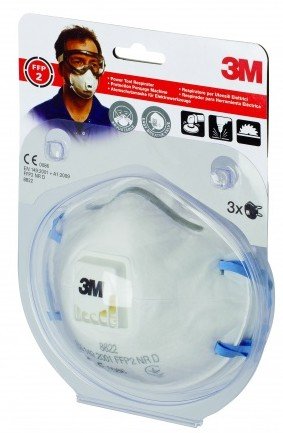 Mascarilla Para Partículas 8822, Ffp2, Con Válvula, 3 Uds