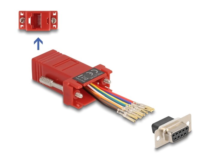 Delock D-Sub 9 Pin Buchse Zu Rj45 Buchse Montagesatz Rot