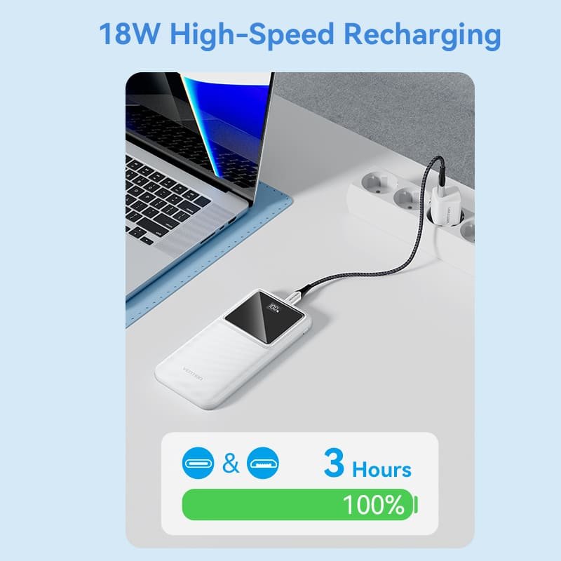 Powerbank 10000mah Vention Fhkw0 22.5w Blanca