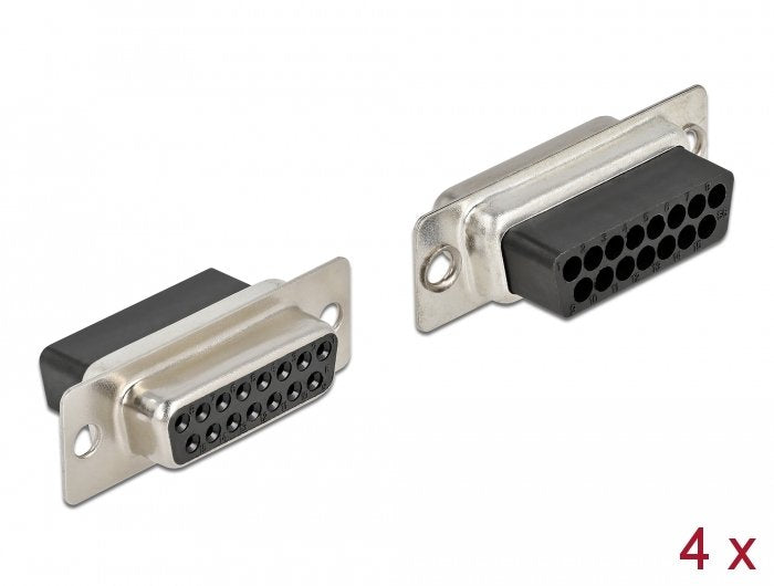 Delock D-Sub Enchufe De Crimpado De 15 Clavijas, Metal, 4 Piezas