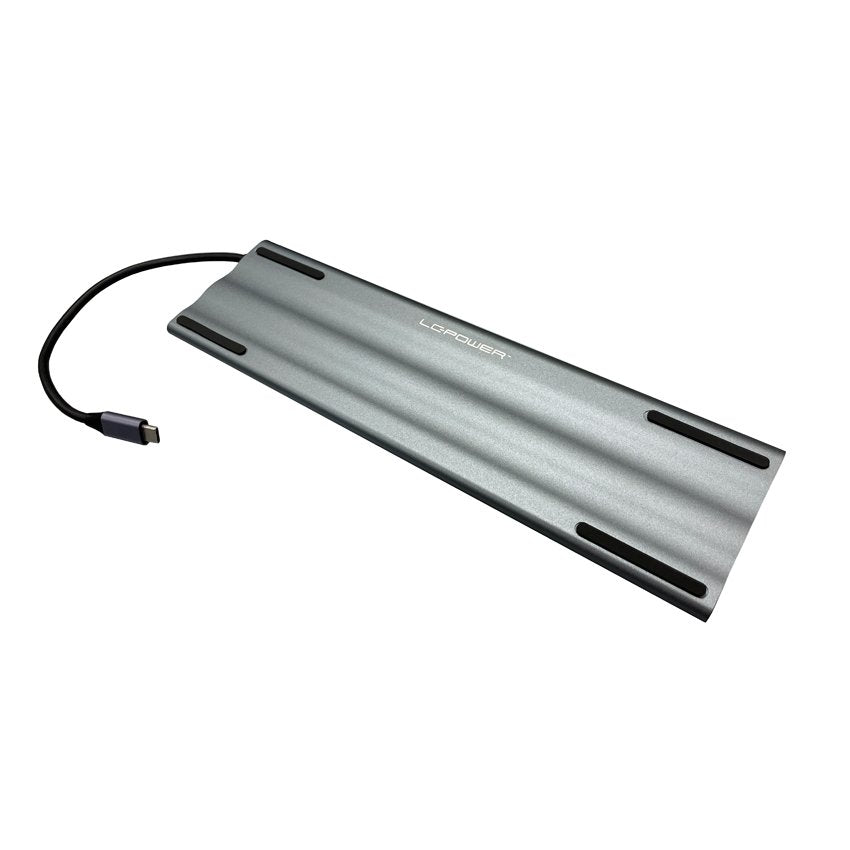 Lc-Power Lc-Hub-C-Multi-8 Base Para Portátil Y Replicador De Puertos Alámbrico Usb 3.2 Gen 1 (3.1 Gen 1) Type-C Negro, Plata