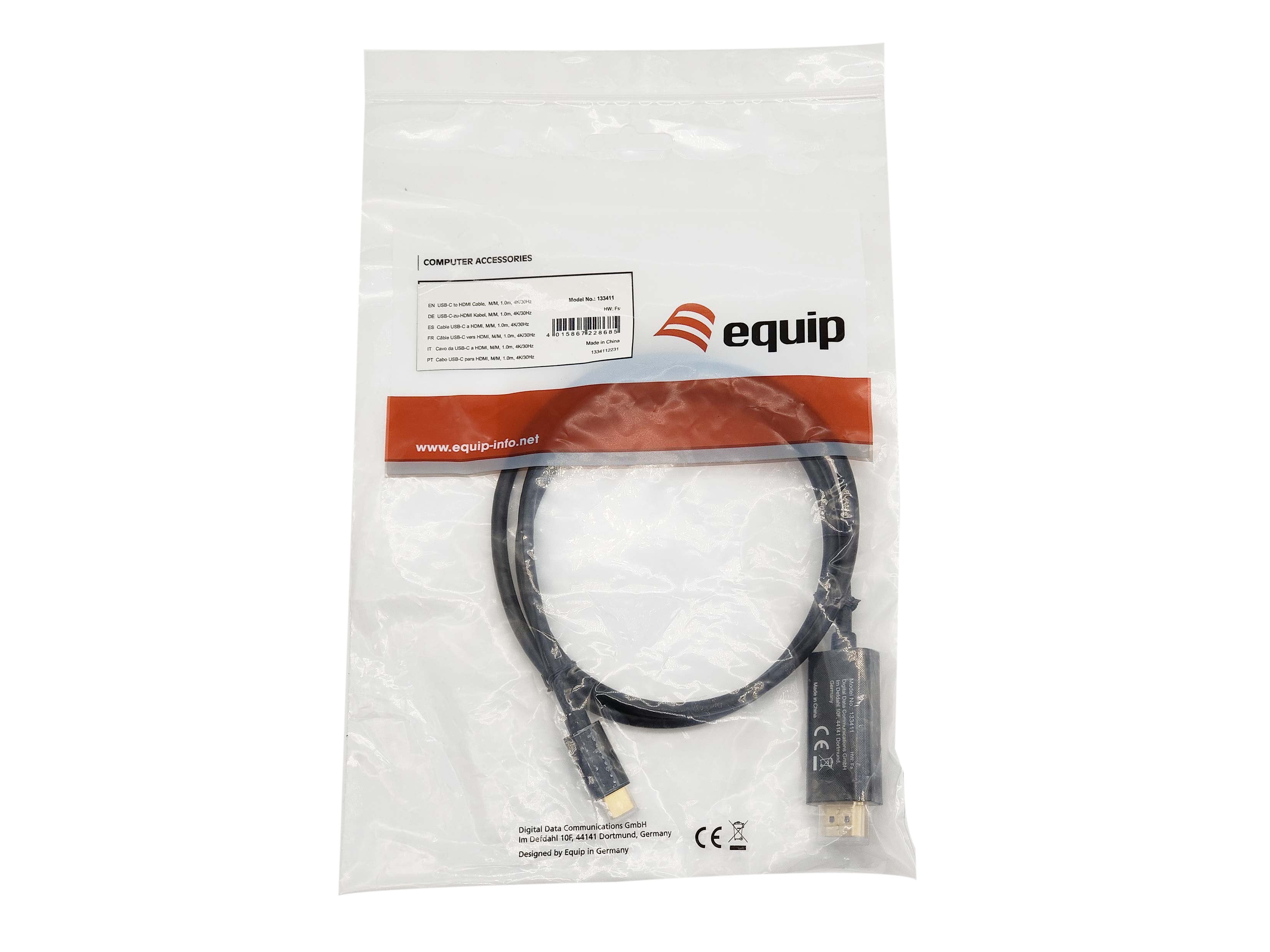 Equip Adaptador Usb-C -> Hdmi 4k 30hz 1m Negro