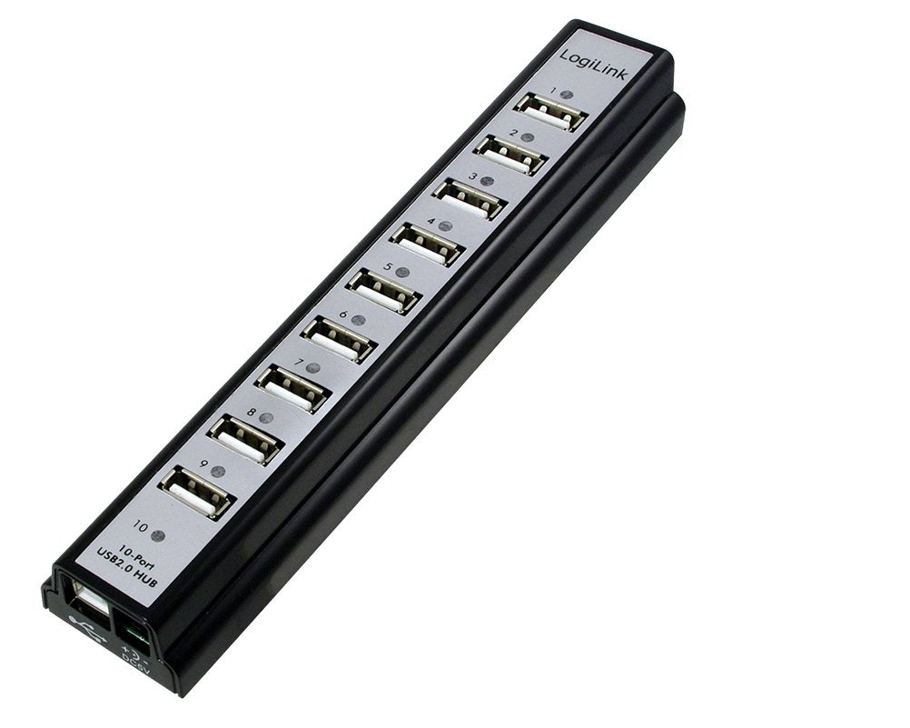 Logilink Hub Usb 2.0 10 Puertos Negro Ua0096