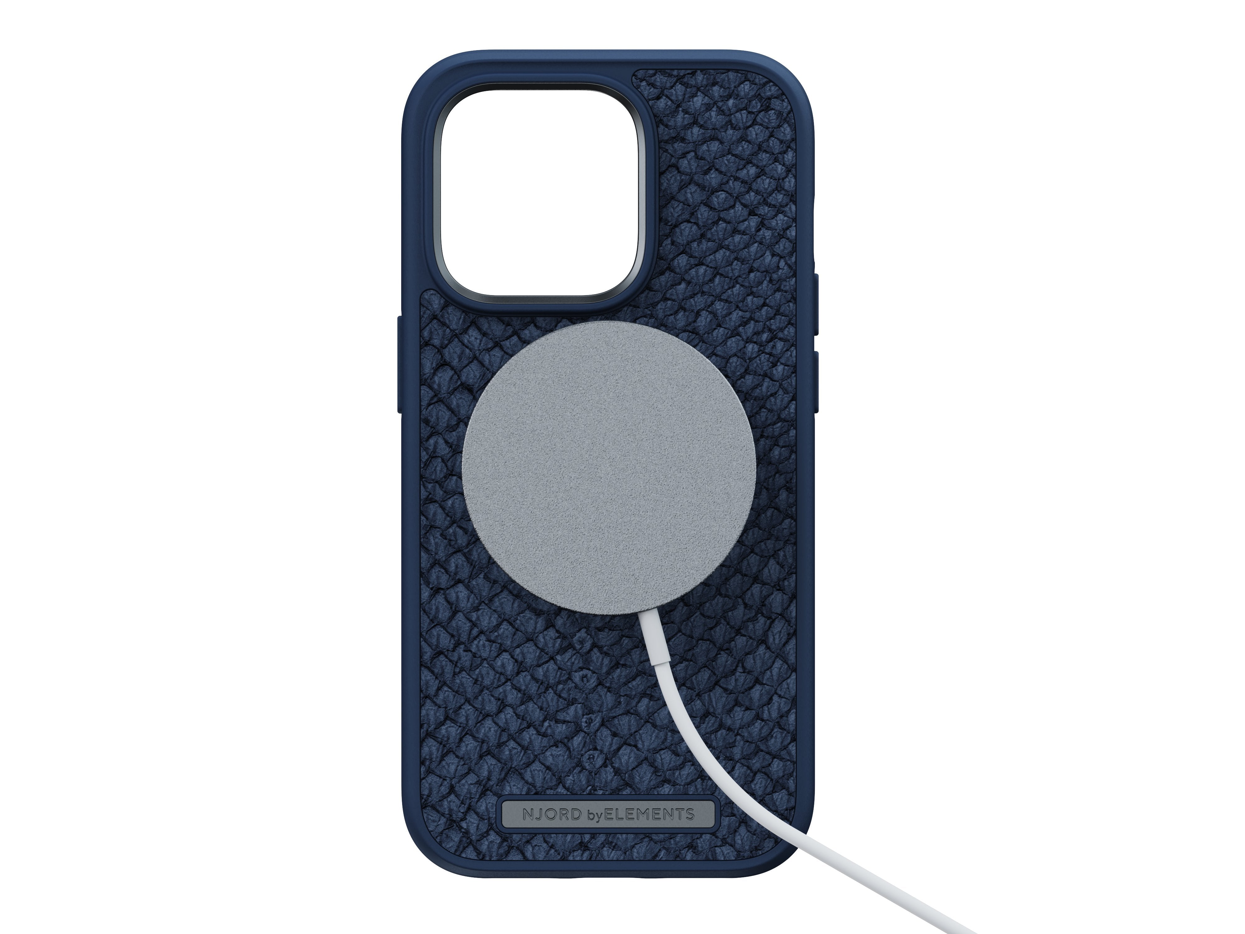 Njord Byelements Salmon Leather Magsafe Case - Iphone 14 Pro -Blue