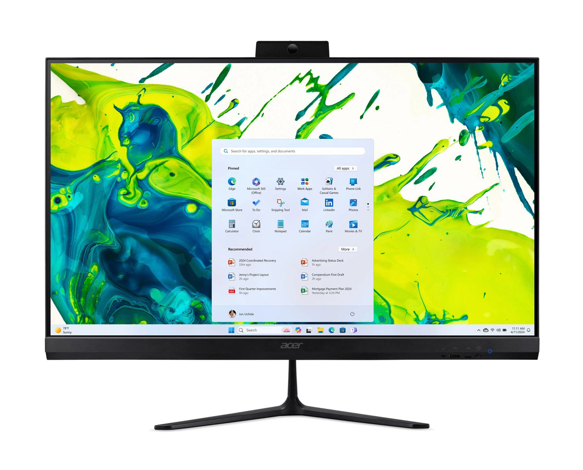 All In One Acer Aspire C27 2g 27" Full Hd Amd Ryzen 7 5825u 16gb Ram 512 Gb Ssd Radeon Onboard Graphics Windows 11 Home Negro