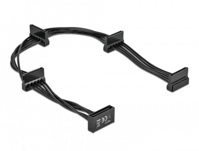 Delock Cable Power Sata 15 Pin Macho > 4 X Sata 15 Pin Hembra 40 Cm Negro