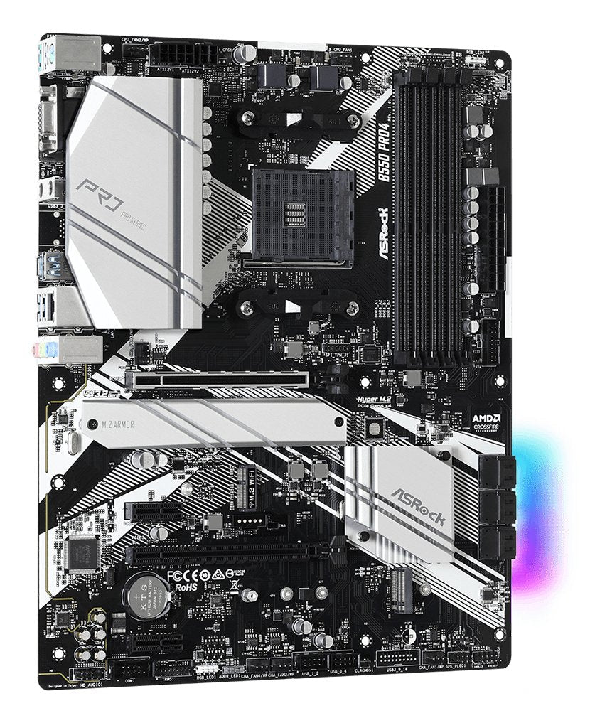 Placa Base Asrock Am4 B550 Pro4,Amd,B550,Atx B550 ,Zócalo Am4, Amd Ryzen, Ddr4-Sdram, Dimm, 2133,2400,2667,2933,3200,3466,3600,3733,3800,3866,4000,4133,4200,4266,4333,4400,4466,4533 Mhz