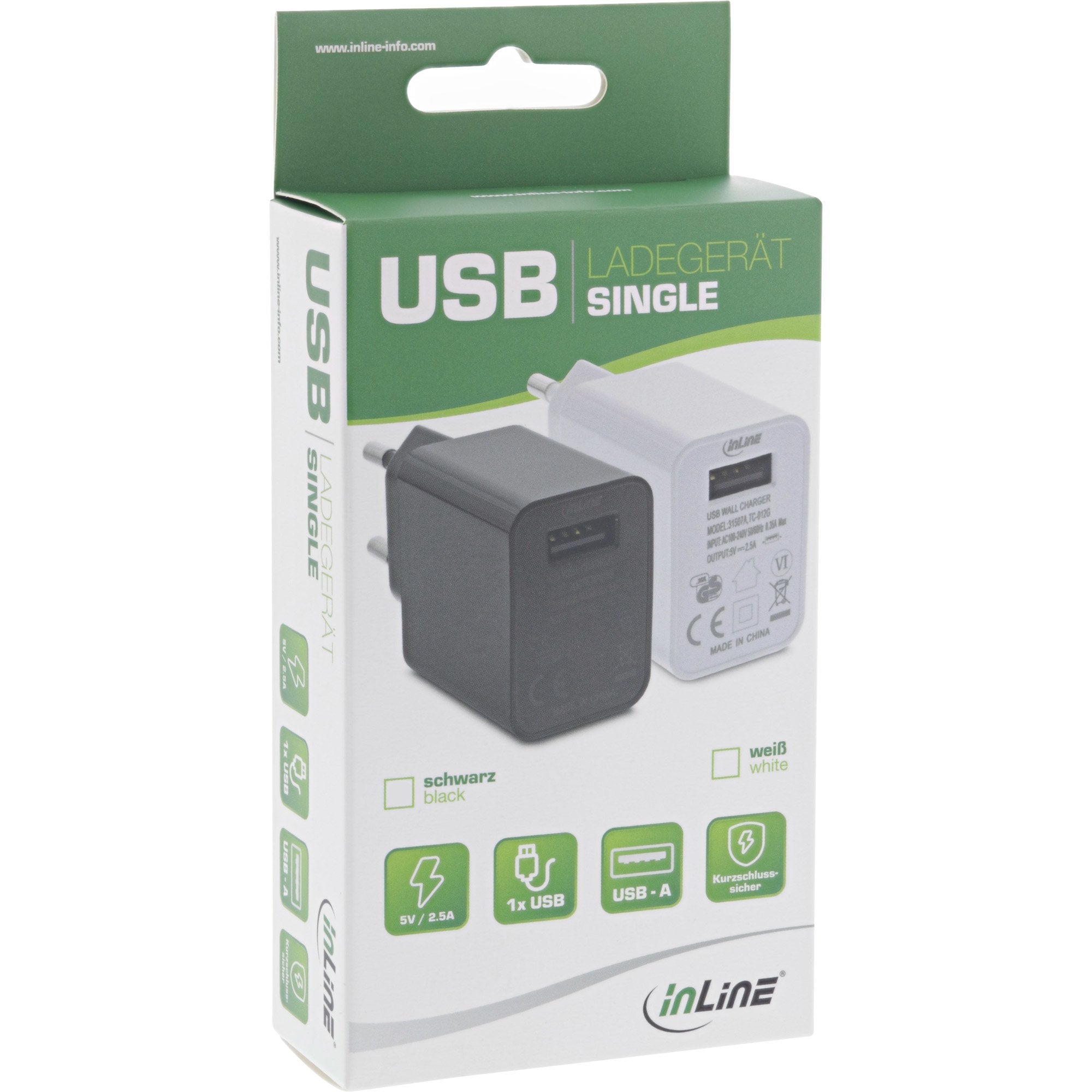 Adaptador De Alimentación Usb Inline Simple, 100-240 V A 5 V/2,5 A, Negro
