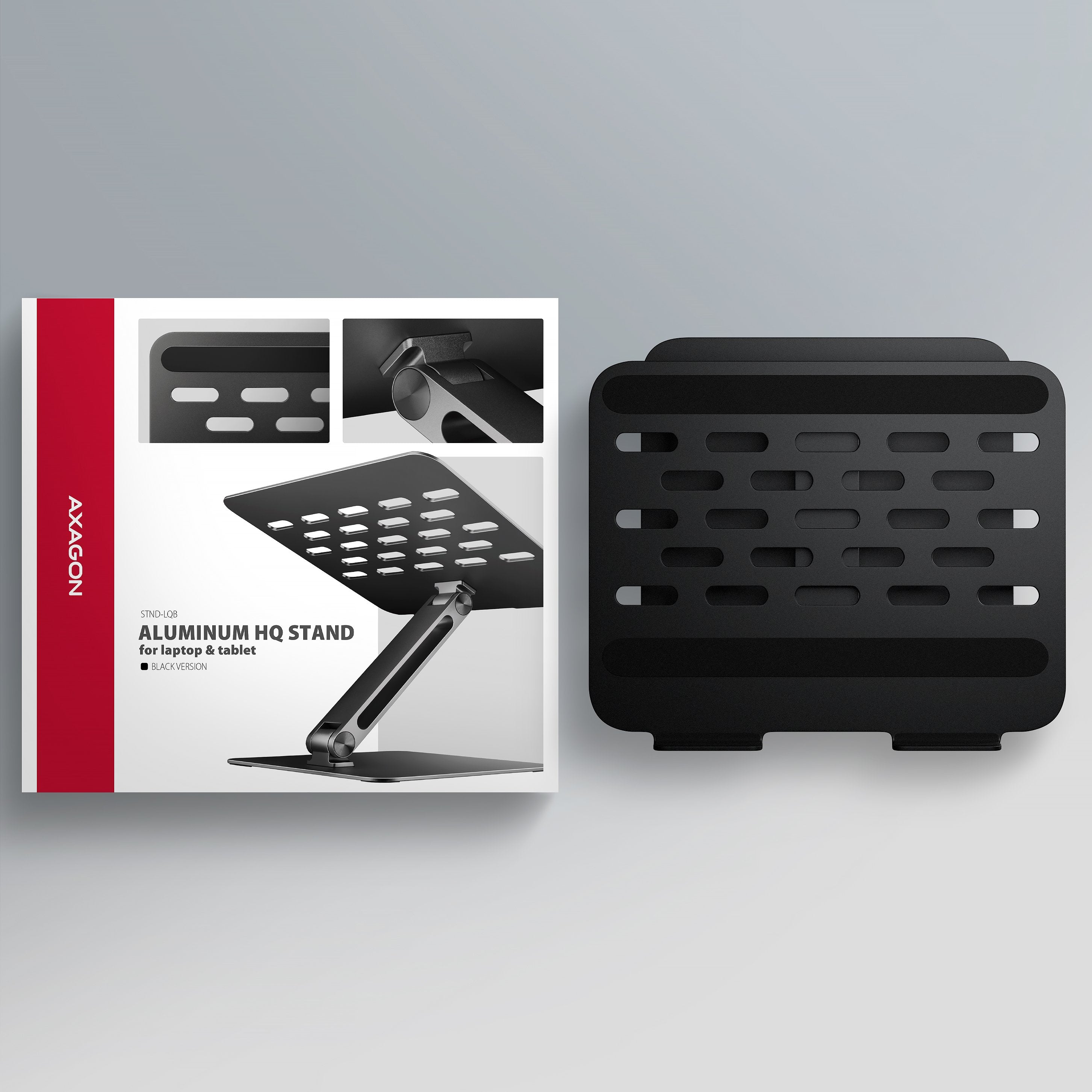 EAN 8595247909183 - Axagon STND-LQB Laptop-Ständer, Doppelgelenk, höhenverstellbar, faltbar Soporte para ordenador portátil y imagen 9