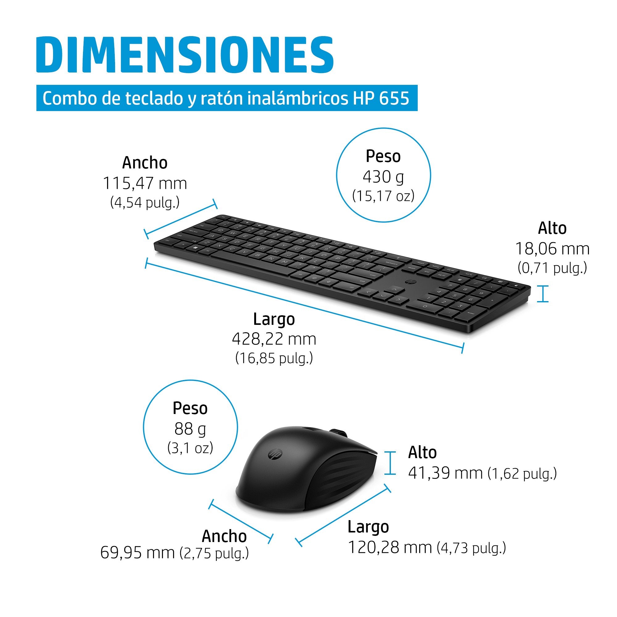 EAN 196188141526 - HP 655 Wireless Keyboard and Mouse Combo teclado Ratón incluido Hogar RF inalámbrico Negro imagen 2