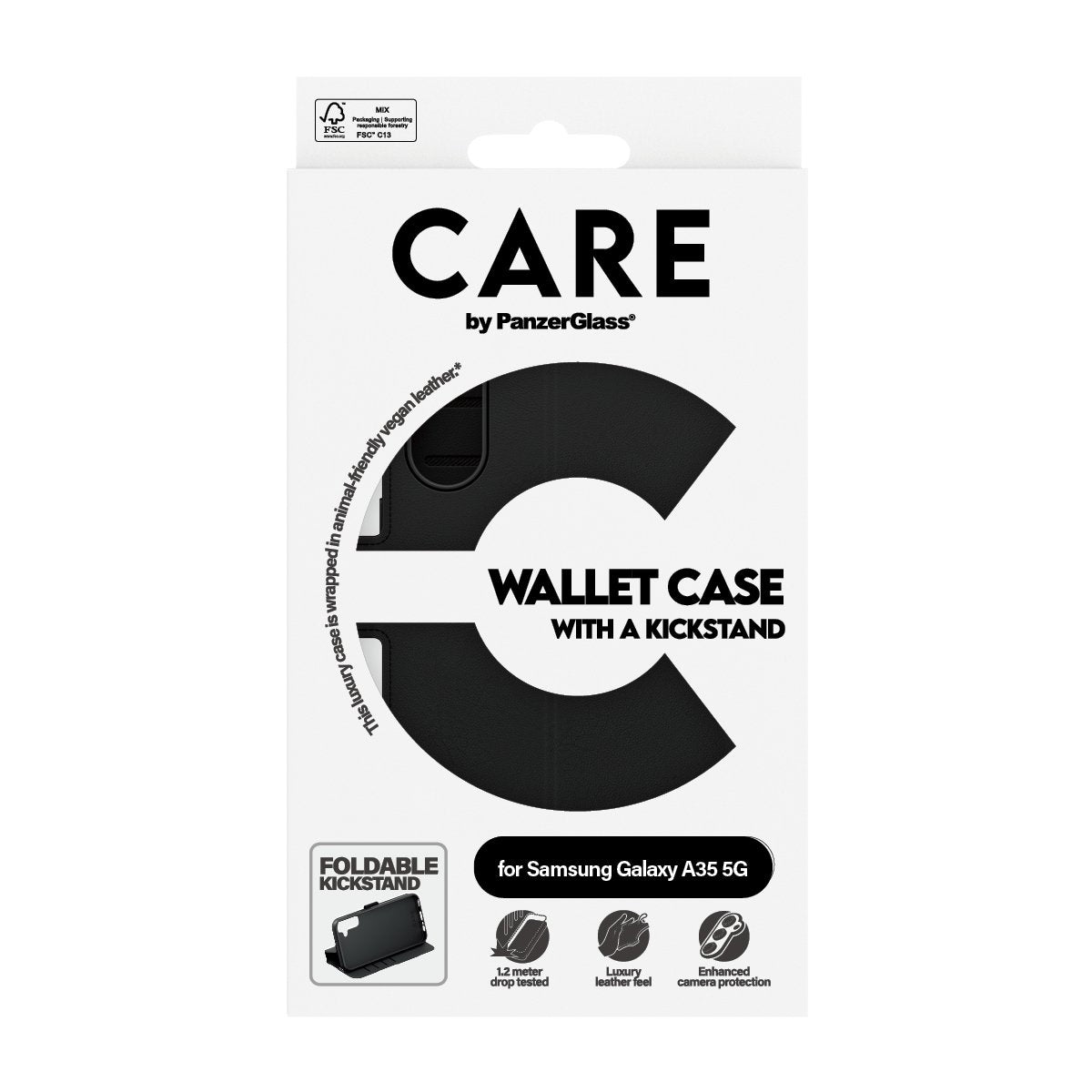 EAN 5715685012570 - PanzerGlass CARE™ by ® Wallet Case w. Kickstand Samsung Galaxy A35 5G funda para teléfono móvil Negro imagen 3