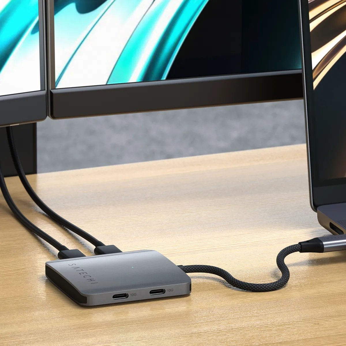 Satechi 4 Port Usb-C Hub Pd - Aluminiowy Hub Usb-C (4x Usb-C 10gbps, W Tym 1x 100w Pd) (Gris)