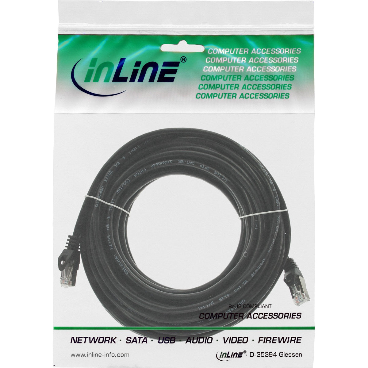 Cable De Red Inline Sf/Utp Cat.5e Negro 7,5m