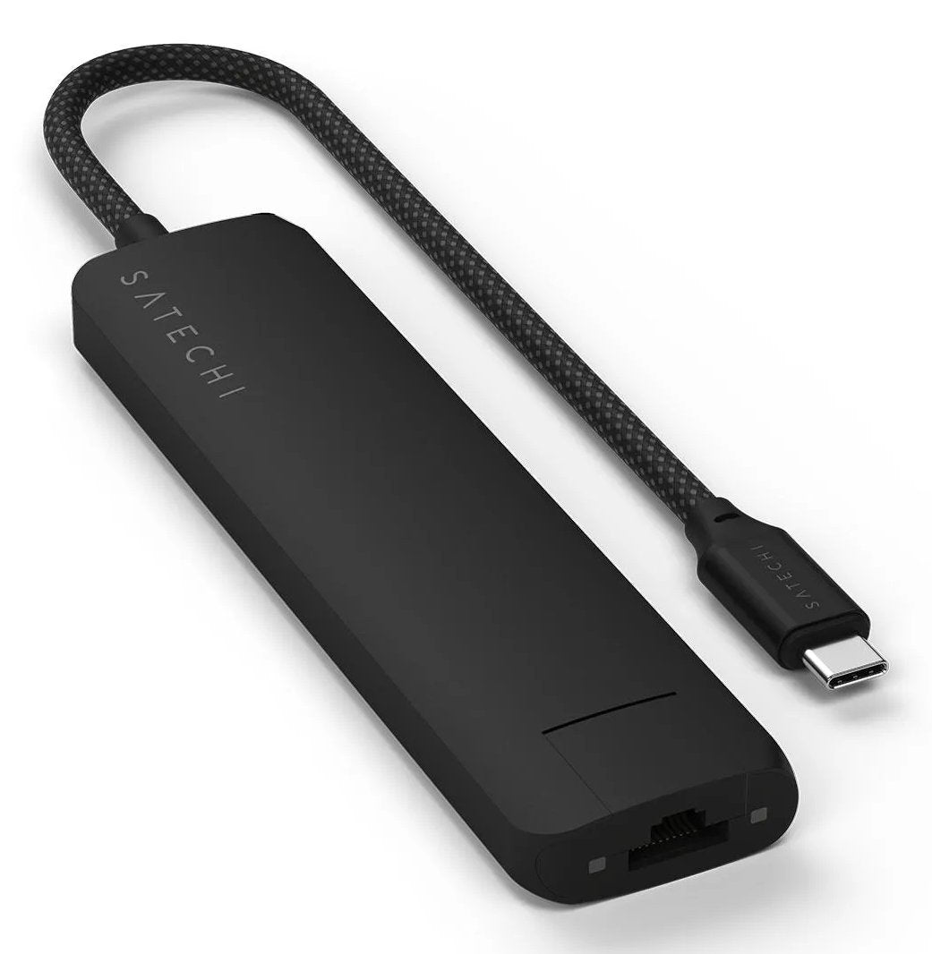 Satechi 7-W-1 Usb-C Slim Multiport Adapter Ethernet (Usb-C Pd, 2x Usb-A, Hdmi 4k, Ethernet, Czytnik Kart Micro/Sd) (Negro)