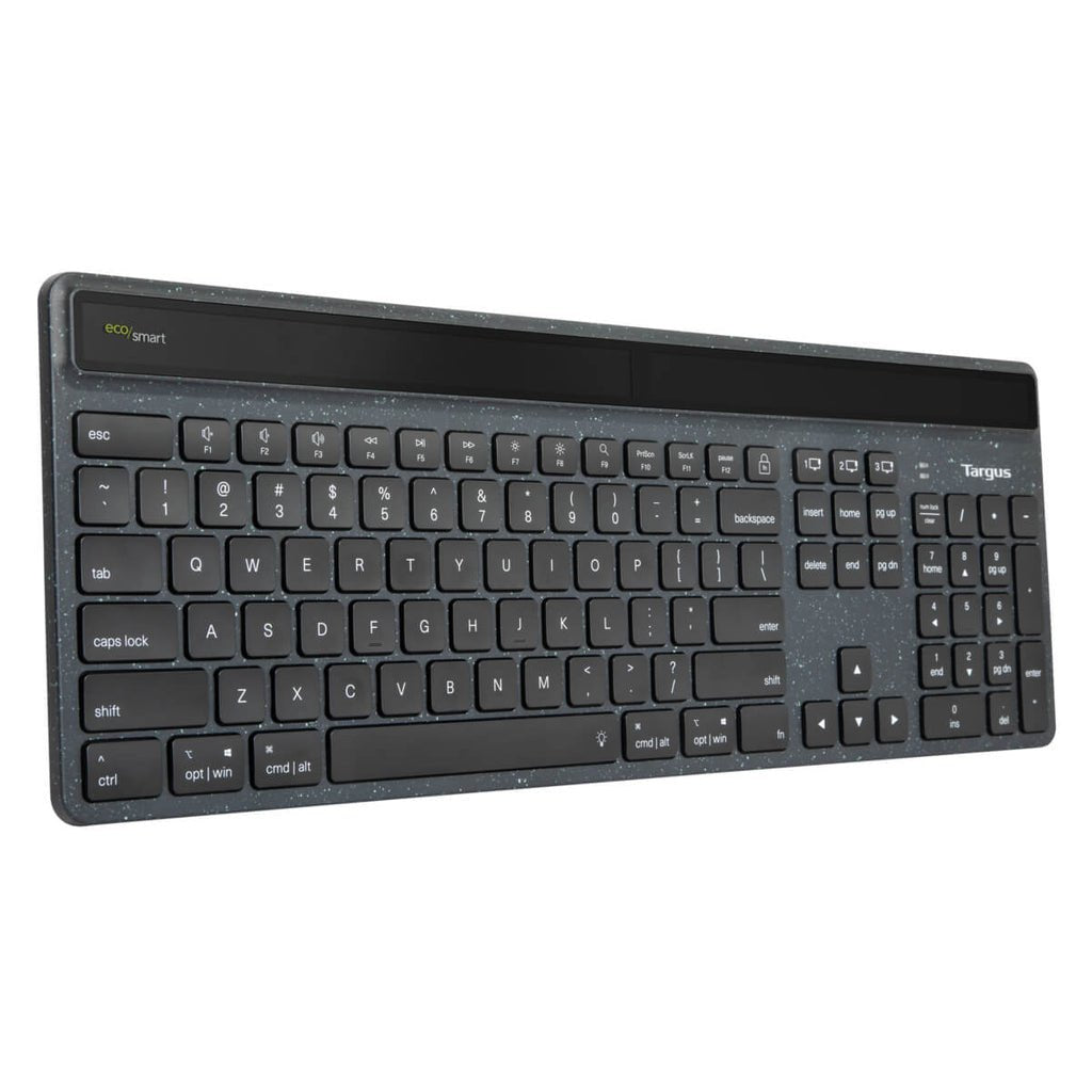 Targus Ecosmart Teclado Captación De Energía Sostenible Antimicrobiano Luz Trasera Inalámbrico Bluetooth 5.0 Qwerty Nórdico Interruptor: Tecla De Tijera Negro Recycled Packaging