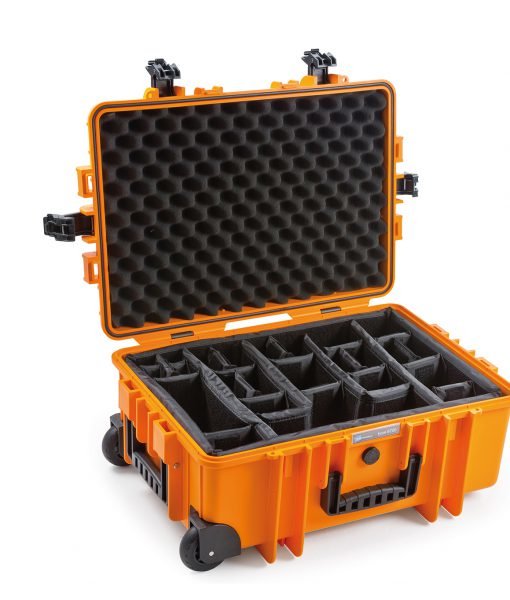 B&W 6700/O/Si Caja Para Equipo Maletín Con Ruedas Naranja