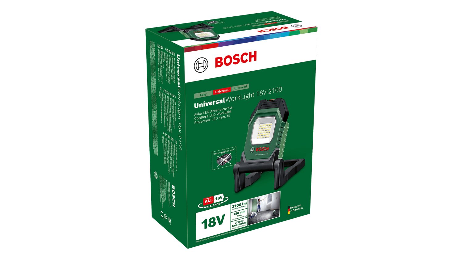 Foco Bosch Bricolaje Y Jardín Universalworklight 18v-2100, De Construcción Sin Batería Ni Cargador 06039a1300