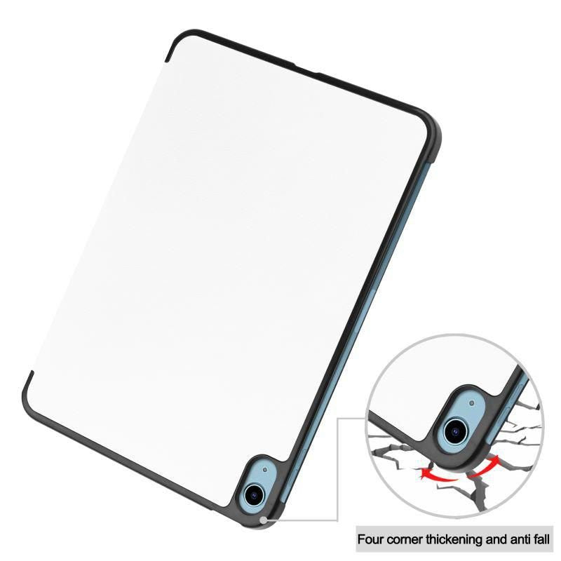Tri-Fold Caster Hard Shell  Cover - White For Apple Ipad