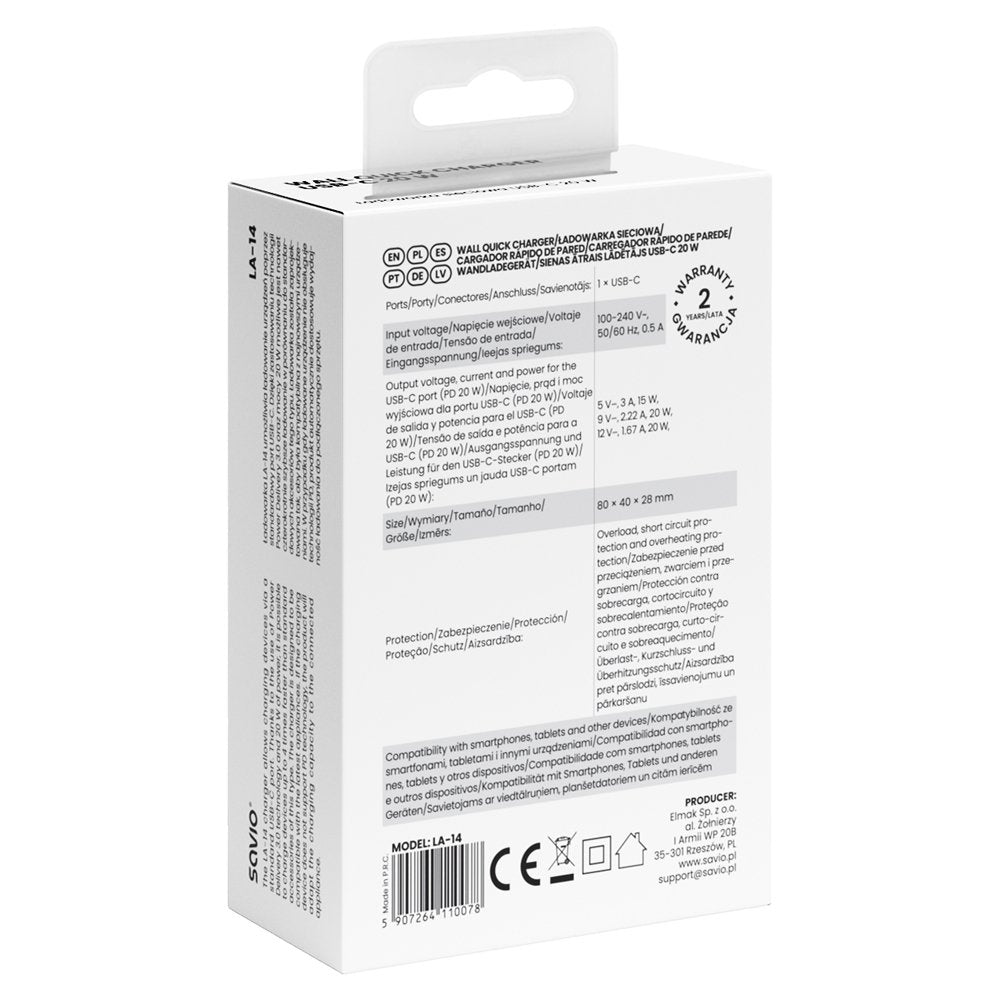 Cargador De Red Savio La-14 20w Con Power Delivery 3.0