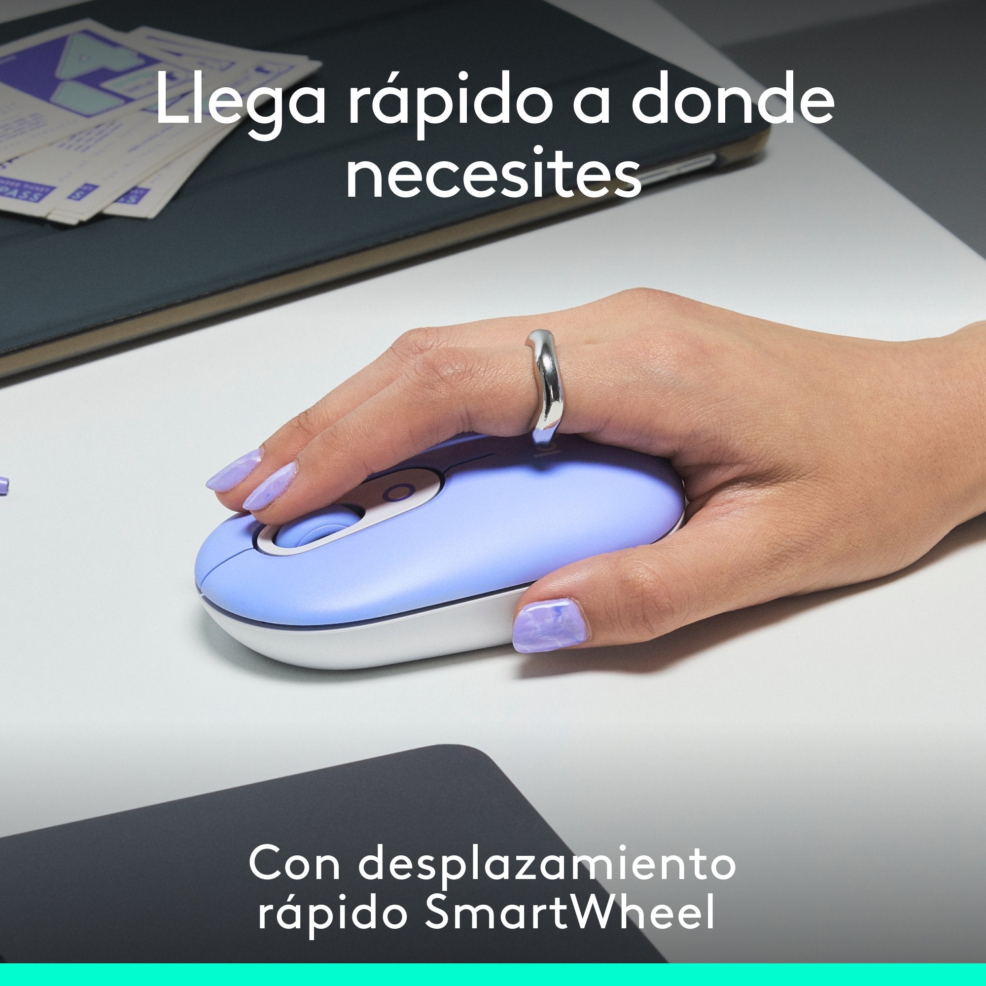 Logitech Pop Mouse, Ratón Inalámbrico Bluetooth Lila