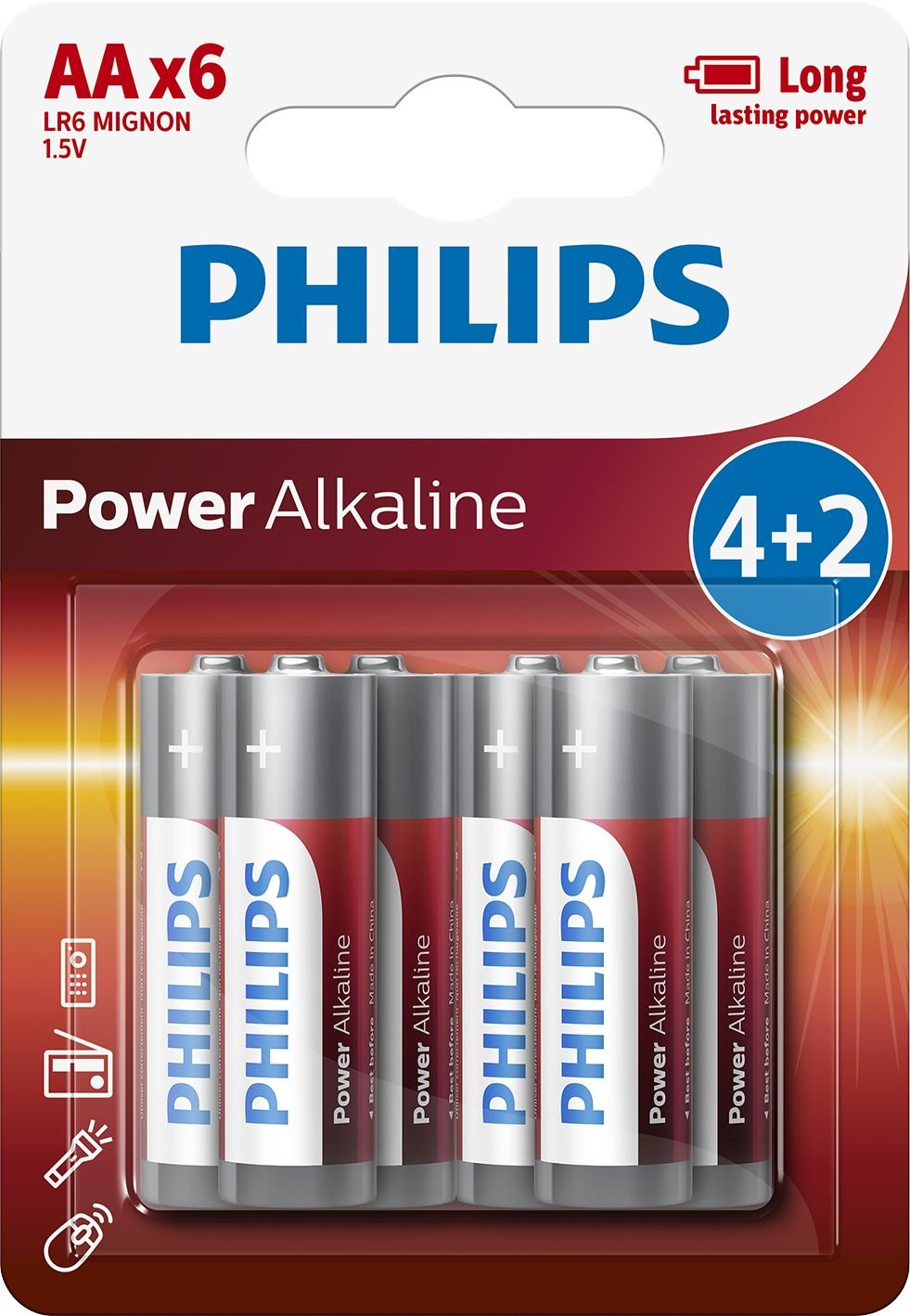 Pack 6 Pilas Alcalinas Aa Philips Lr6p6bp 10 1.5v