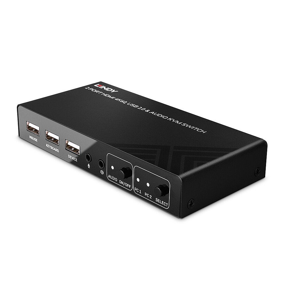Lindy 2 Port Kvm Switch Hdmi 4k60, Usb 2.0 & Audio