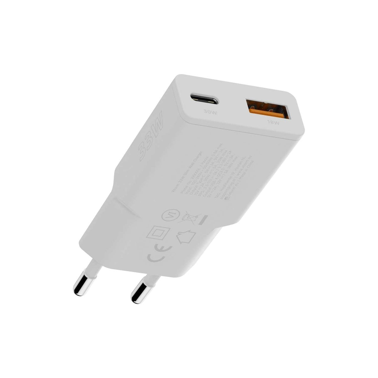 Cargador Usb De Viaje/Pared 33w Go2 Slimline Type-C/Usb Blanco Xtorm Salida Usb-C Pd/ 33 W    Salida Usb-A Quick Charge 3.0 / 18 W.